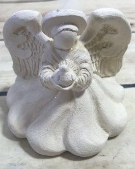 white angel candle holder