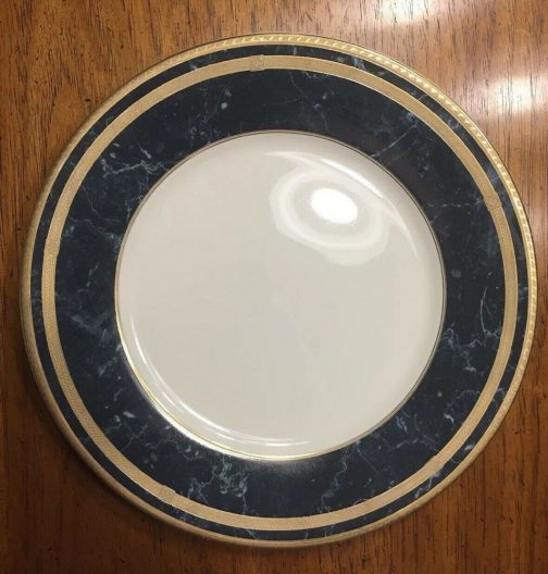 Oscar De La Renta Black Travertine dinner plate