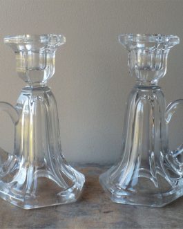 clear glass candle holders