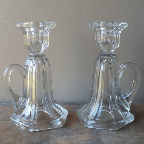 clear glass candle holders