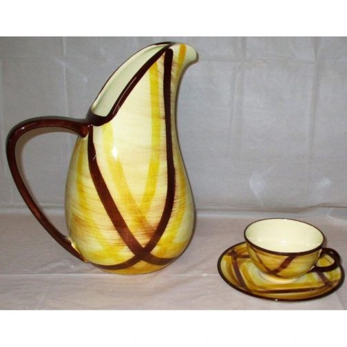 Vernon Kilns Organdie Pitcher Jug, Cup & Saucer