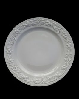 White Grapes & Leaves Embossed Dessert Plate