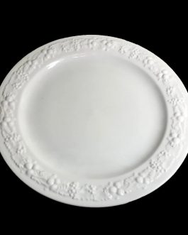 white Grapes & Leaves embossed dinner plate