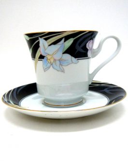 Mikasa Charisma Black Footed Cup & Saucer Set