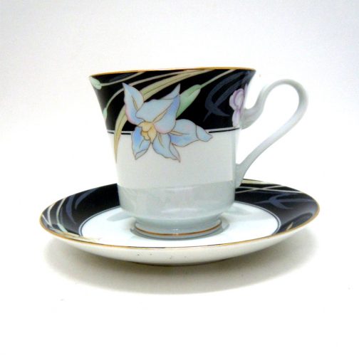 Mikasa Charisma Black Footed Cup & Saucer Set